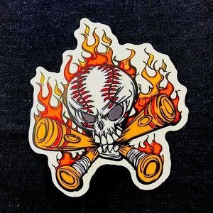 Baseball Skull Single Decor Accent Sticker